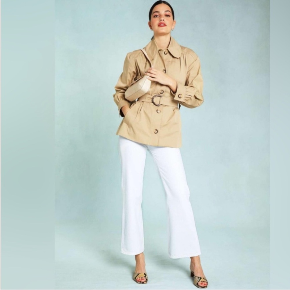 RARE NWT Rouje John Short Belted Trench Coat - Picture 3 of 14